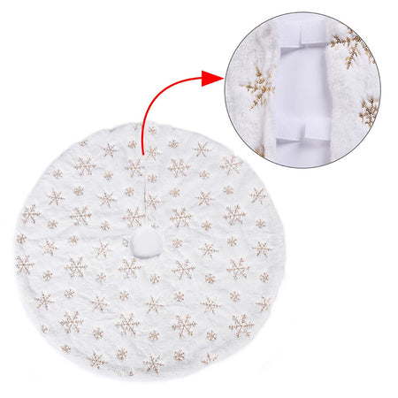 Tappeto Gonna Copertura Base Albero di Natale 80cm Peluche Bianco Oro Effetto Neve