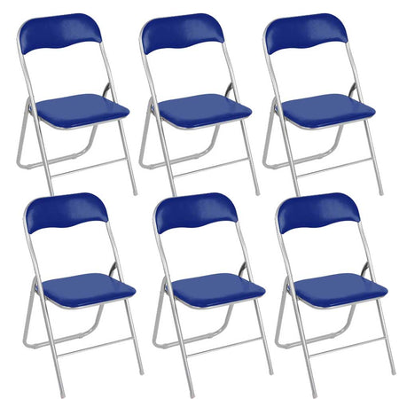 Set 6 Pezzi Sedie Imbottite Pieghevoli Colore Blu Struttura Silver Sedia Metal