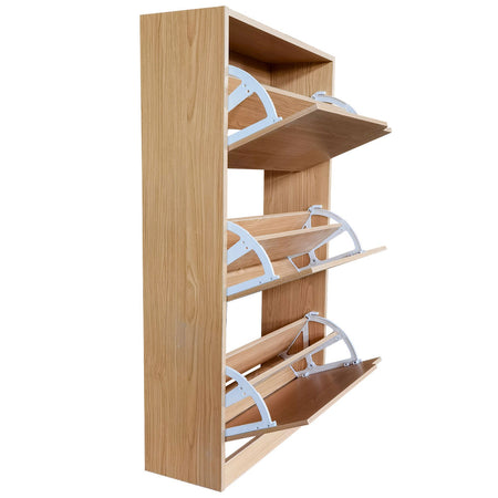 Scarpiera 3Ante Doppia Profondità Salvaspazio Quercia 63x24 H115cm Legno Mdf