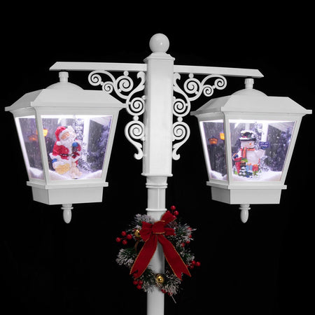 Lampione Natalizio Decorativo 188cm con Luci Led Musica Neve Motorizzata Scene Bianco