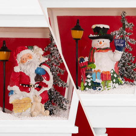 Lampione Natalizio Decorativo 188cm con Luci Led Musica Neve Motorizzata Scene Bianco