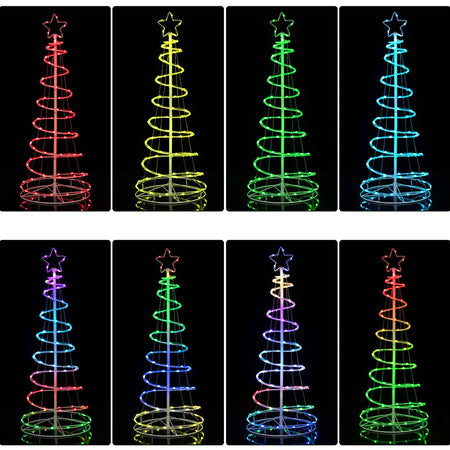 Albero di Natale Luminoso 150cm a Spirale con 100 luci Led Rgb e Telecomando