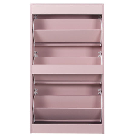 Scarpiera 3Ante Doppia Profondità Salvaspazio Rosa 63x24H 115cm Legno mdf