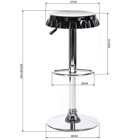 Set 2 Sgabelli Bar Cucina Girevoli Design Tappo Bottiglia Regolabili Nero Cromati