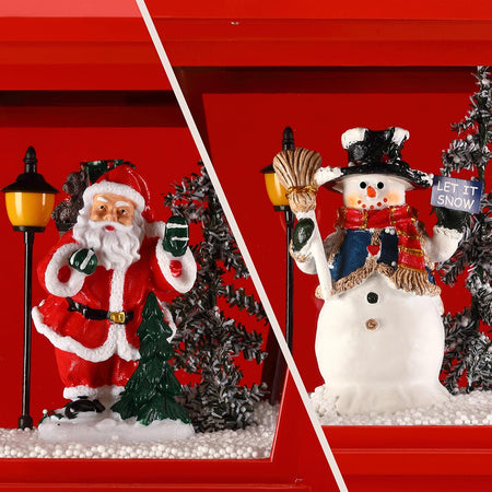 Lampione Natalizio Decorativo 188cm con Luci Led Musica Neve Motorizzata Scene