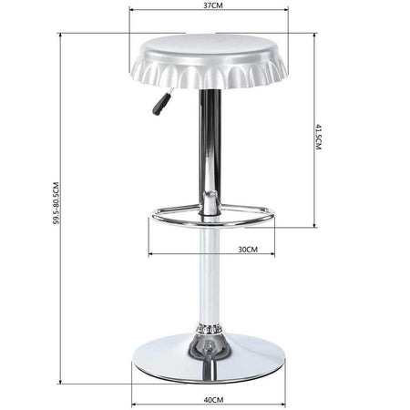 Set 2 Sgabelli Bar Cucina Girevoli Design Tappo Bottiglia Regolabili Silver Cromati