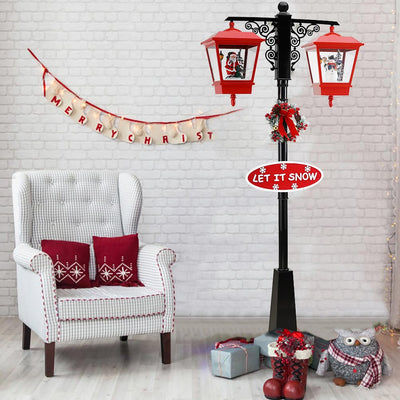 Lampione Natalizio Decorativo 188cm con Luci Led Musica Neve Motorizzata Scene