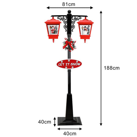 Lampione Natalizio Decorativo 188cm con Luci Led Musica Neve Motorizzata Scene