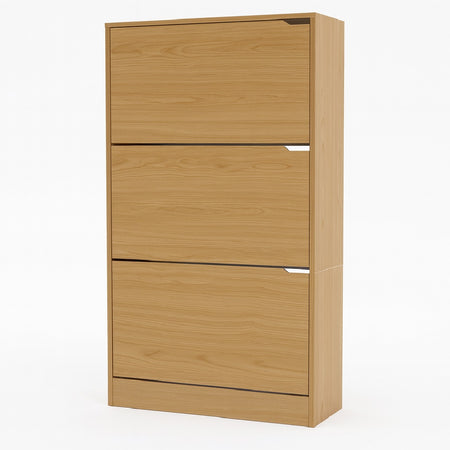 Scarpiera 3Ante Doppia Profondità Salvaspazio Quercia 63x24 H115cm Legno Mdf