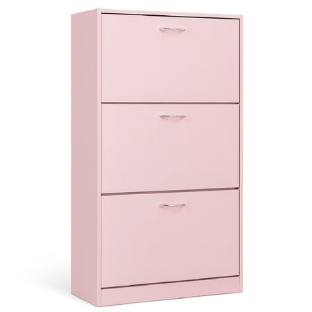Scarpiera 3Ante Doppia Profondità Salvaspazio Rosa 63x24H 115cm Legno mdf