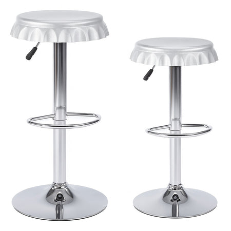 Set 2 Sgabelli Bar Cucina Girevoli Design Tappo Bottiglia Regolabili Silver Cromati