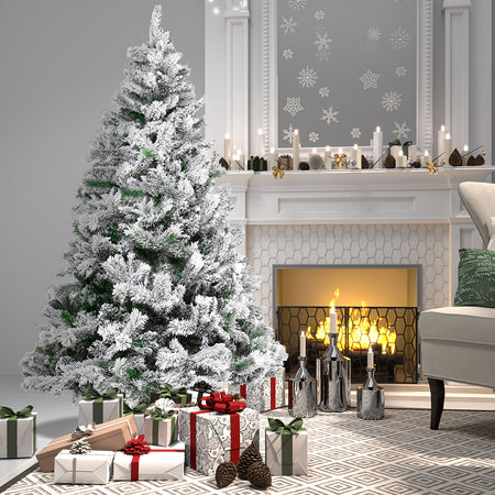 Albero di Natale Innevato Bianco Foltissimo 210cm 1420 Rami Pvc Ignifugo