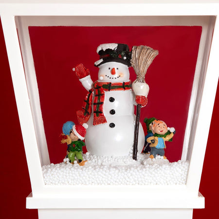 Lampione Natalizio Decorativo 180cm con Luci Led Musica Neve Motorizzata Scena Bianco