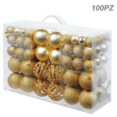 Confezione 100 Palline Natale 3 4 6 cm Oro Addobbi Albero Interne Esterne