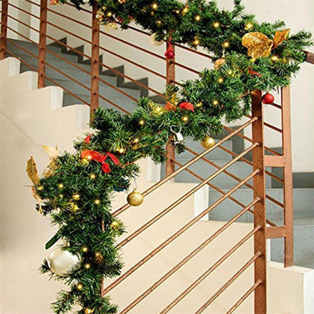Ghirlanda Natalizia Verde 270cm Festone Folto Camino Ringhiera Pvc Resistente