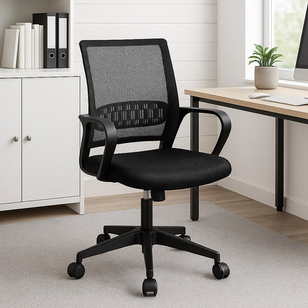 Sedia da Scrivania Ergonomica con 5ruote Piroettanti Rete Traspirante Casa Ufficio Nero