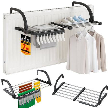 Stendino Pieghevole Salvaspazio Estensibile Stendibiancheria da Balcone Finestra