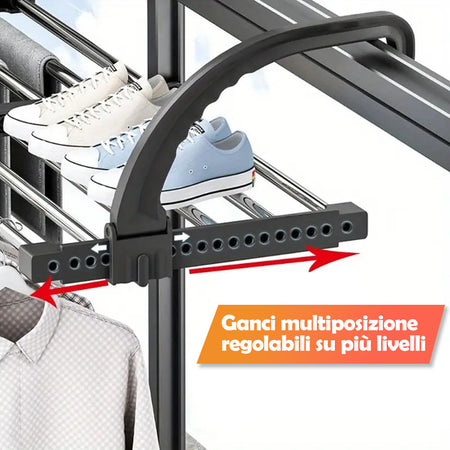 Stendino Pieghevole Salvaspazio Estensibile Stendibiancheria da Balcone Finestra