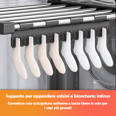 Stendino Pieghevole Salvaspazio Estensibile Stendibiancheria da Balcone Finestra