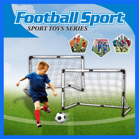 Set 2 Porte da Calcio 92x64 cm con Pallone e Gonfiatore Gioco per Bambini 3+