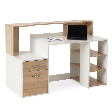 Scrivania con Cassettiera Libreria Porta Stampante Tavolo Computer Ufficio Casa Moderno
