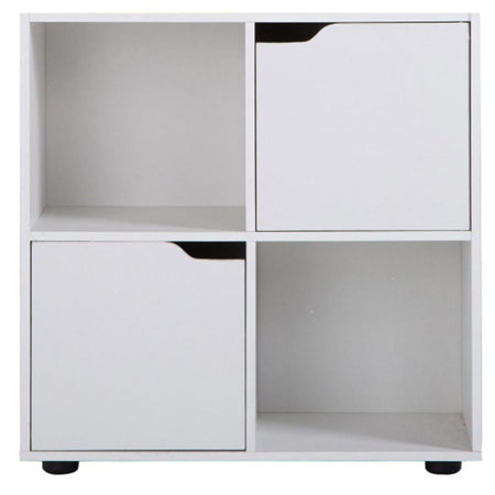 Mobile Base Libreria Bassa 4 Ripiani 2 Ante Legno MDF 60x29x60 Design Moderno Bianco