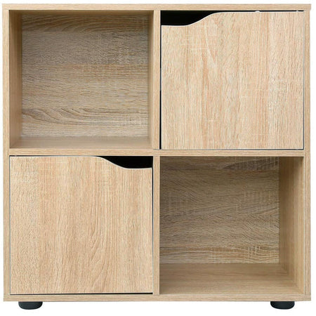 Mobile Base Libreria Bassa 4 Ripiani 2 Ante Legno MDF 60x29x60 Design Moderno Acero