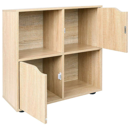 Mobile Base Libreria Bassa 4 Ripiani 2 Ante Legno MDF 60x29x60 Design Moderno Acero
