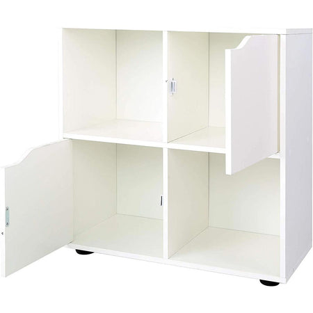 Mobile Base Libreria Bassa 4 Ripiani 2 Ante Legno MDF 60x29x60 Design Moderno Bianco