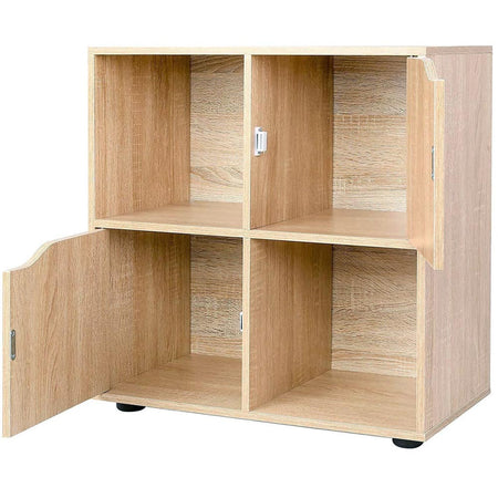 Mobile Base Libreria Bassa 4 Ripiani 2 Ante Legno MDF 60x29x60 Design Moderno Acero