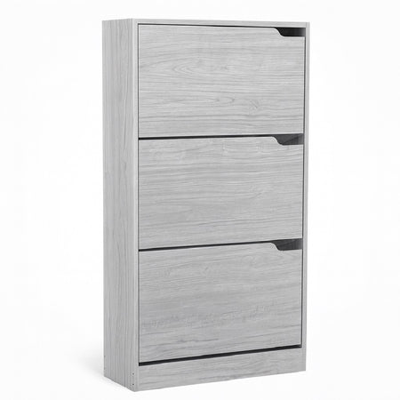 Scarpiera 3Ante Doppia Profondità Salvaspazio Grigio 63x24 H115cm Legno Mdf