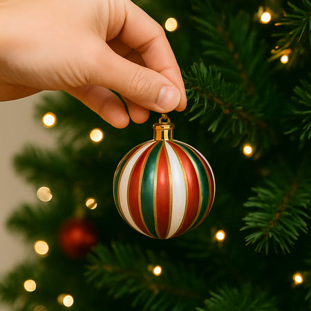 Box 16 Palline di Natale per Albero Sfere Natalizie Bianco Rosso e Verde da 8cm