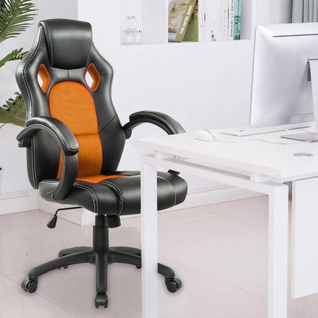 Sedia Poltrona Ufficio Direzionale Ruote Girevoli Sportiva Race Gaming Arancione