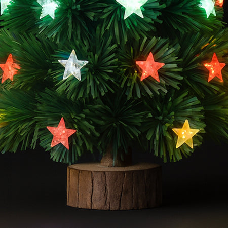 Albero di Natale 60 cm con Stelle Led Multicolore Base Tronco Natalizio Interno