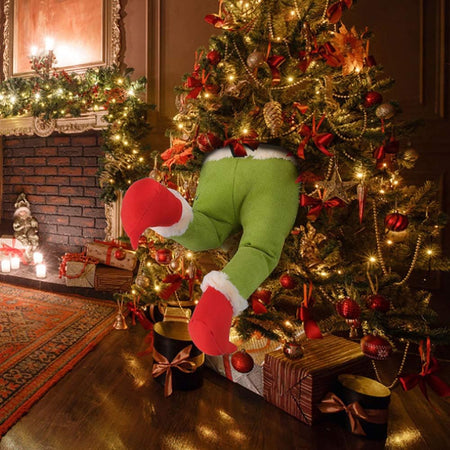 Decorazione Albero di Natale Gambe Elfo Ornamento Addobbo Natalizio 38x20cm