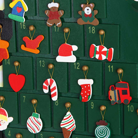 Calendario Avvento Natale Alberello Legno 24 Cassetti Decorazioni Natalizie