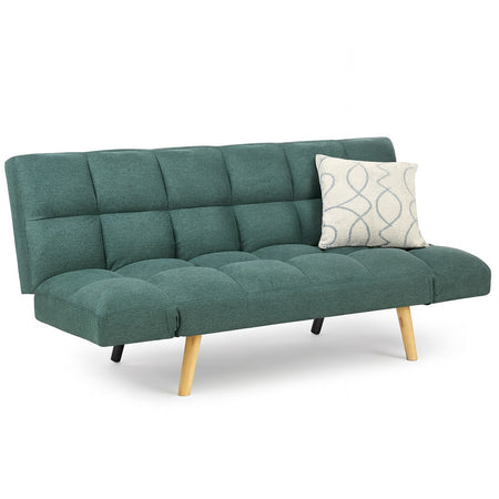 Divano Letto 2/3 Posti Click Clack in Tessuto con Braccioli Regolabili e Apertura Rapida Verde