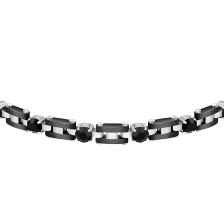 Bracciale MORELLATO uomo Motown acciaio / pietre nere