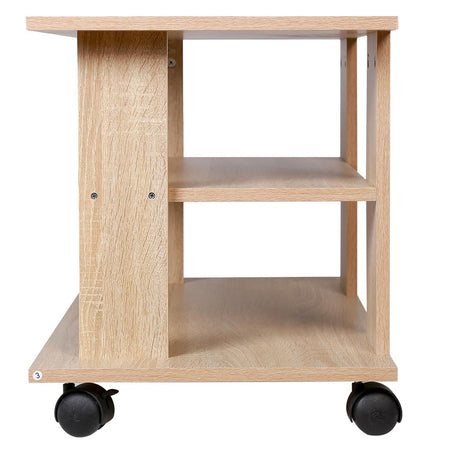 Mobile TV in Legno MDF con Ruote e 2 Ripiani Porta Televisore Moderno 80x40x45 cm Quercia