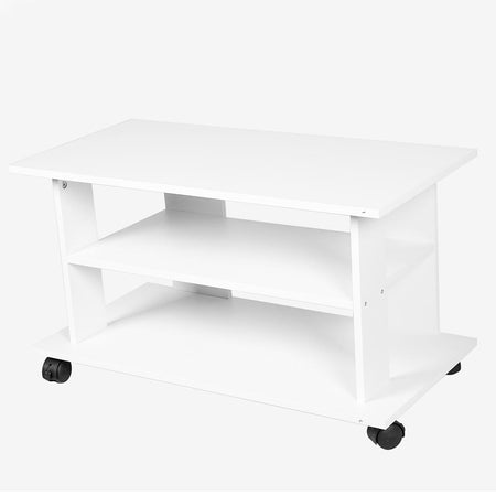 Mobile TV in Legno MDF con Ruote e 2 Ripiani Porta Televisore Moderno 80x40x45 cm Bianco