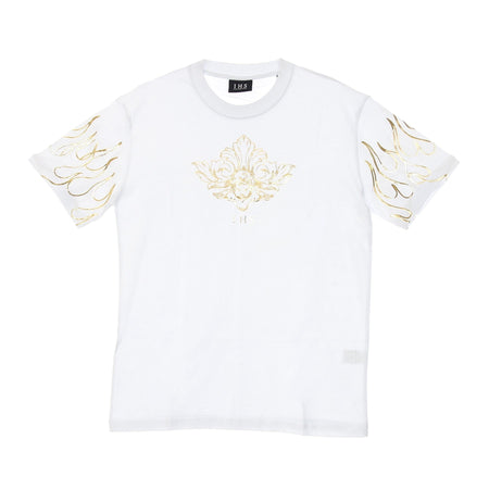 IHS Maglietta Uomo 3d Print Flames &angel Tee White da uomo