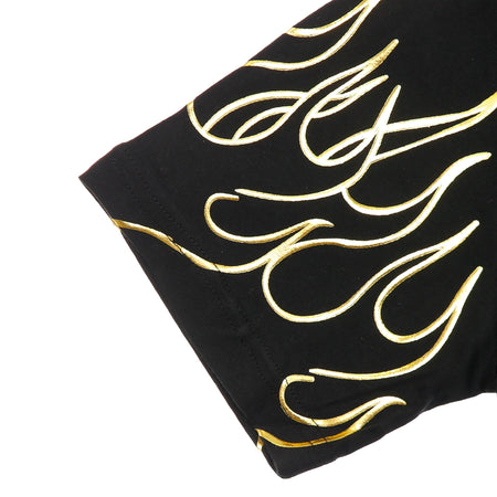 IHS Maglietta Uomo 3d Print Flames &angel Tee Black da uomo