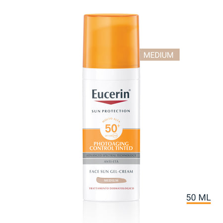 Eucerin Sun Protection Photoaging Control Tinted gel-crema solare viso colorazione media anti-età SPF50+ 50ml
