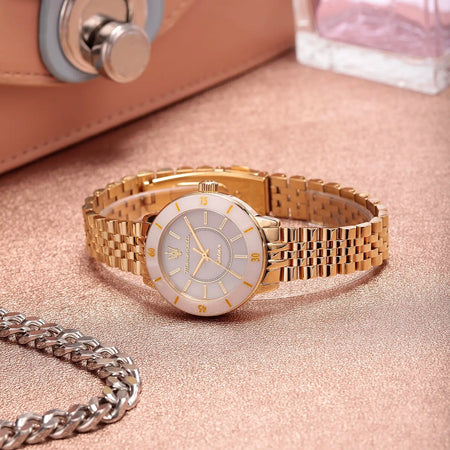 Orologio MASERATI donna Successo Solar acciaio dorato / bianco