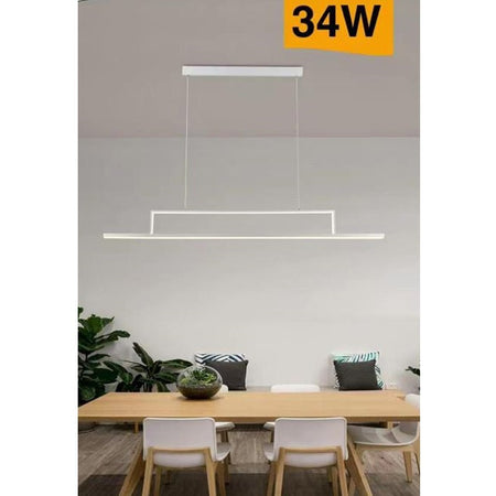 Lampadario Led 34w A Sospensione Lineare Orizzontale Luce 3000k 6500k 4000k B66-b