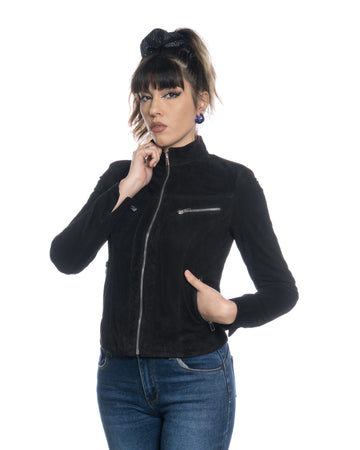 Kelly - Giacca Donna in Vera Pelle di Renna Nera