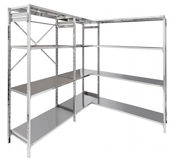 Scaffale inox per alimenti e cibi per cucine con piani lisci o forati cm. 60x40x180h