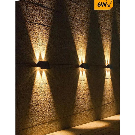 Applique Biemissione Led Lampada Solare Parete Ip65 Luce 3000k 6500k Nero Yh0616