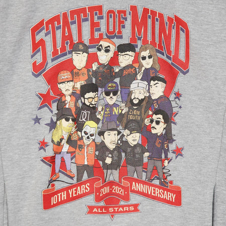 5TATE OF MIND Felpa Leggera Cappuccio Uomo 10th Years Anniversary All Star5 Grey da uomo
