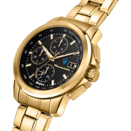 Orologio MASERATI uomo Successo Solar cronografo acciaio dorato / nero